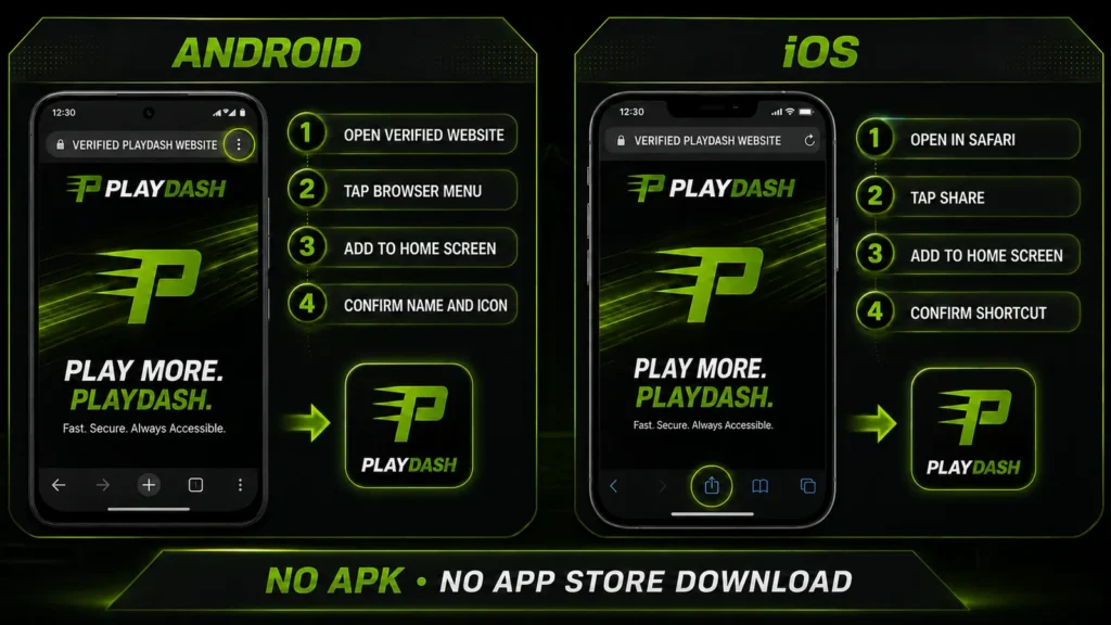 How to add the PlayDash website to Android and iOS home screens