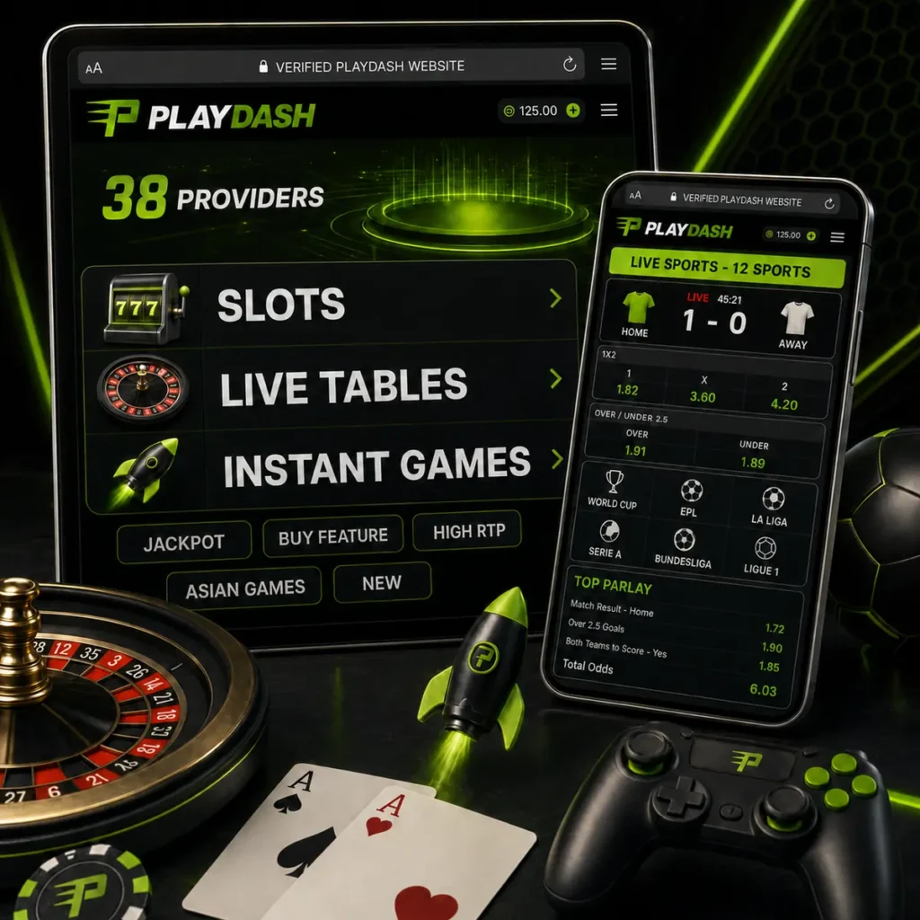 PlayDash mobile casino, live games and sportsbook in a browser